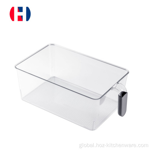 Clear Plastic Pantry Storage Bin Fridge Organizer Bin with Handle Supplier